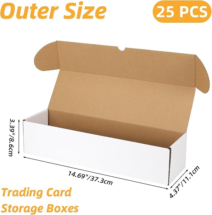 Bulk 400 Capacity Card Toploaders Storage Box, in Total 25 Pack Brown White - Image 3
