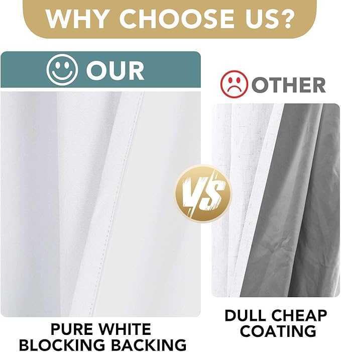 H.VERSAILTEX Pure White Curtains 96 inches Long, 100% Blackout Curtains - Image 3