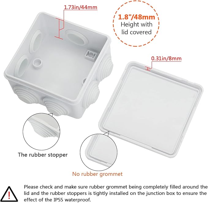 LeMotech Junction Box, ABS Plastic IP55 Water Resistant and Dustproof, - Image 4