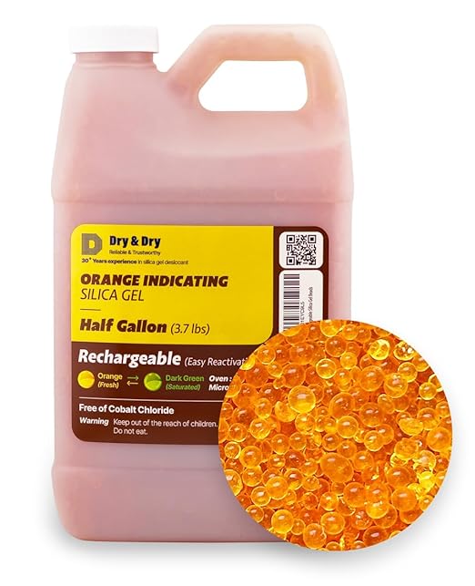 "Dry & Dry" Premium Orange Indicating Silica Gel Desiccant Beads by DryDry