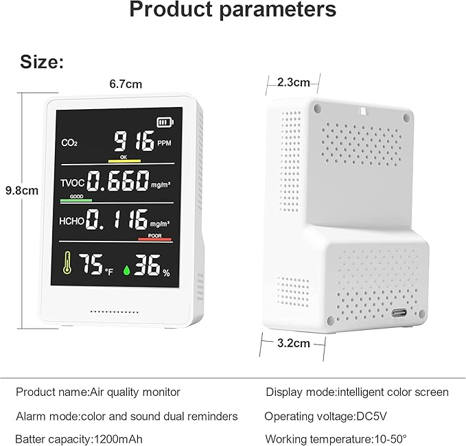5-in-1 Professional Indoor Air Quality Monitor Indoor Portable CO2 Monitor | - Image 7