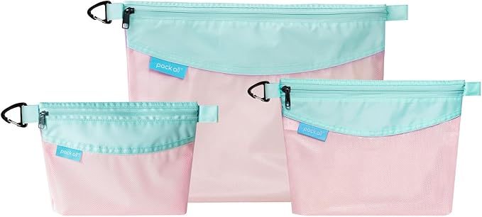 pack all 3 Pcs Water-resistant Material Zipper Pouch Set, Mesh Zipper Bags by packall