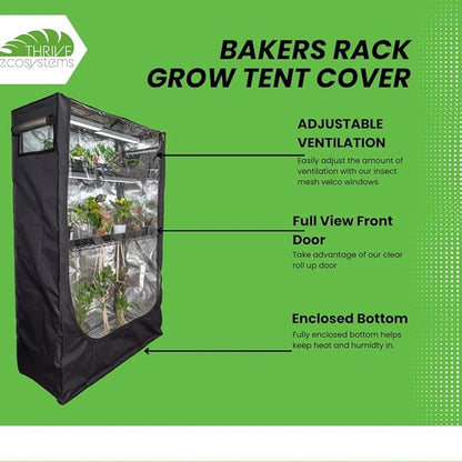 48"x18"x72" Grow Tent Cover for Baker's Rack – Clear Front Door, Adjustable - Image 2