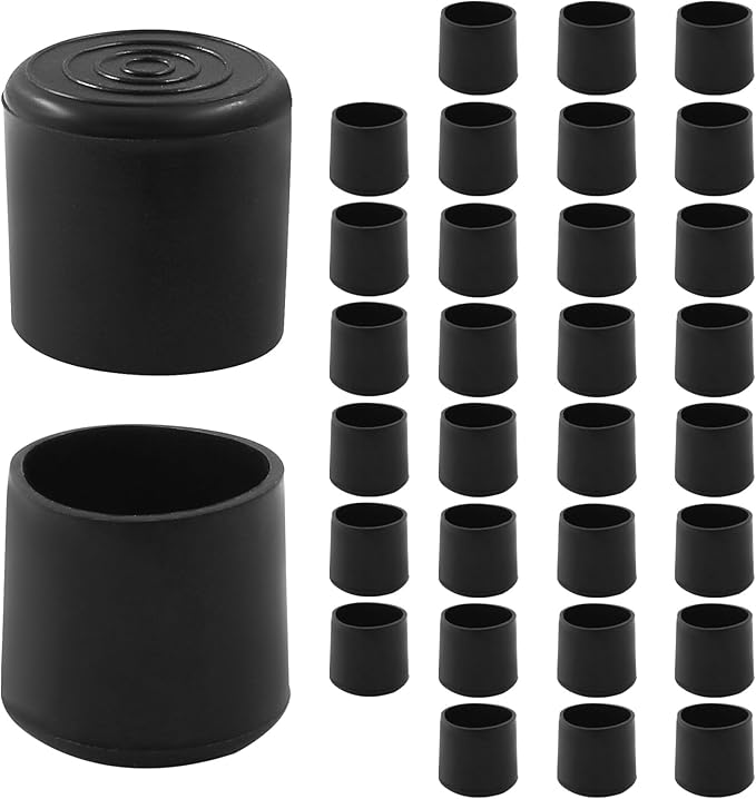 32Pcs Round Rubber Furniture Leg Caps, 1 Inch Black Table Chair Leg Tips Caps by Unknown
