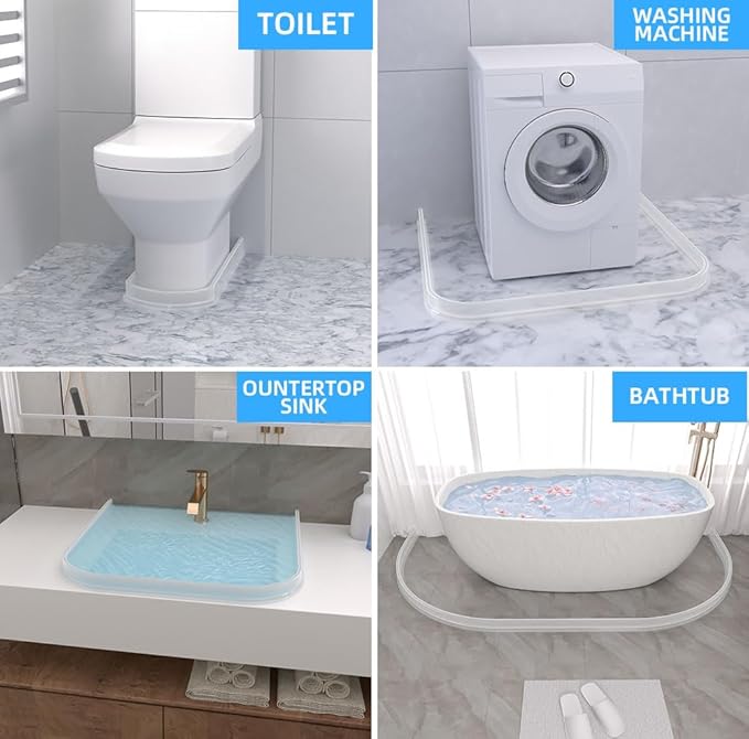 Duzzy 75 Inch Shower Threshold Water Dam, Shower Water Guard to Keep Water in - Image 4