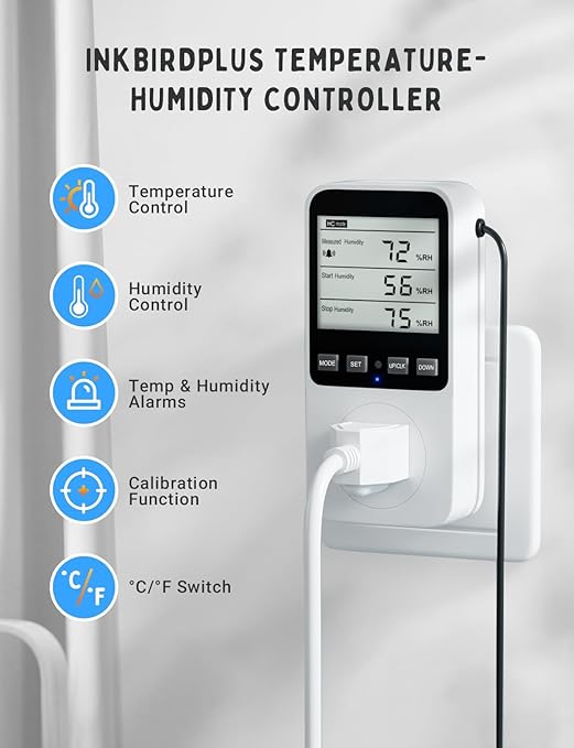 INKBIRDPLUS Temperature and Humidity Controller, Temperature Humidity Alarms - Image 2