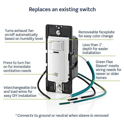 Leviton Humidity Sensor Switch for Bathroom Exhaust Fan, Automate Ventilation - Image 7