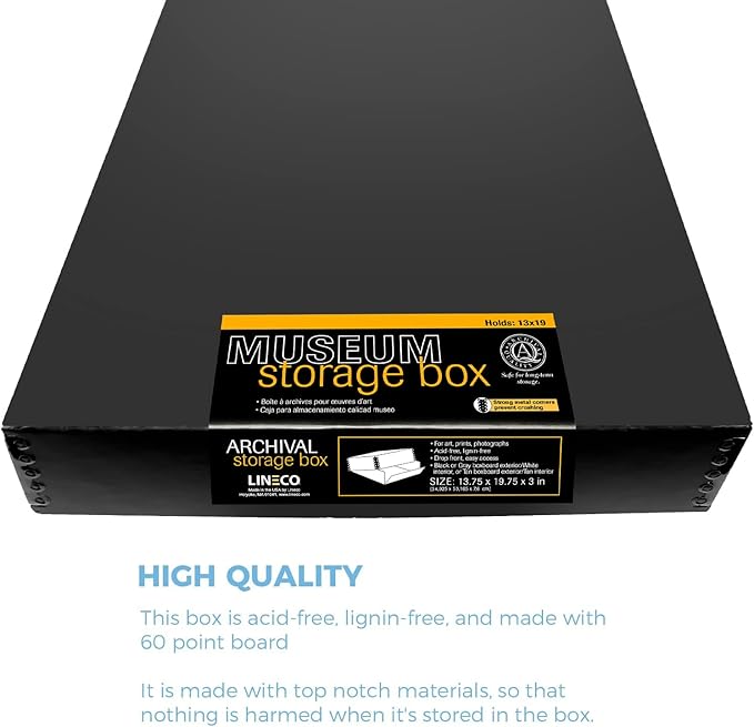 Lineco 13x19 Black Museum Storage Box, Removable Lid and Drop Front Design - Image 6