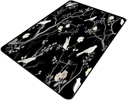 Carpet Blossom and Sparrow Pattern Printing Reversible Area Rugs Fade Resistant by Snarena