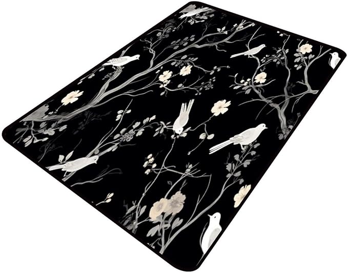 Carpet Blossom and Sparrow Pattern Printing Reversible Area Rugs Fade Resistant by Snarena