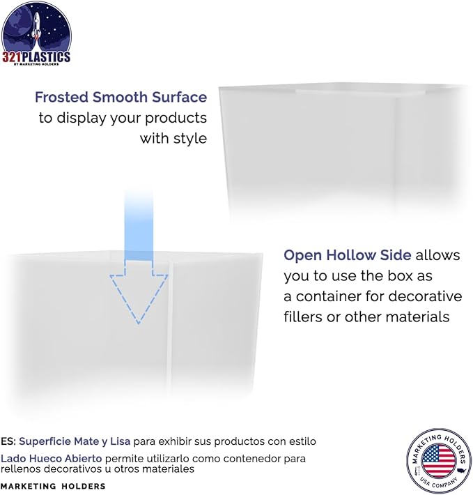 3 Piece Acrylic Display Boxes Retail Frosted Product Riser 2" - Image 6