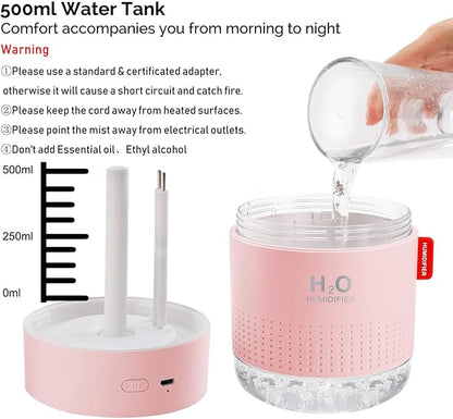 Portable Mini Cool Mist Humidifier, 500ml USB Personal Desktop Humidifier - Image 5