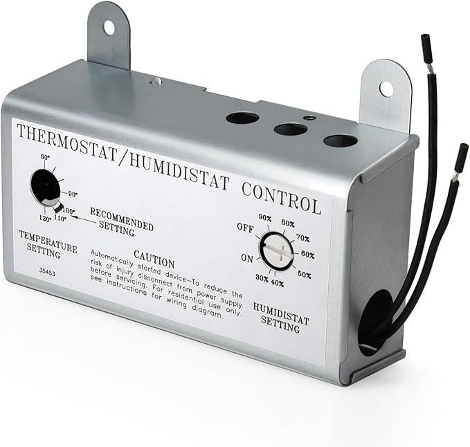 Hiorucet Attic Fan with Thermostat Humidistat Controller, Adjustable by Hiorucet
