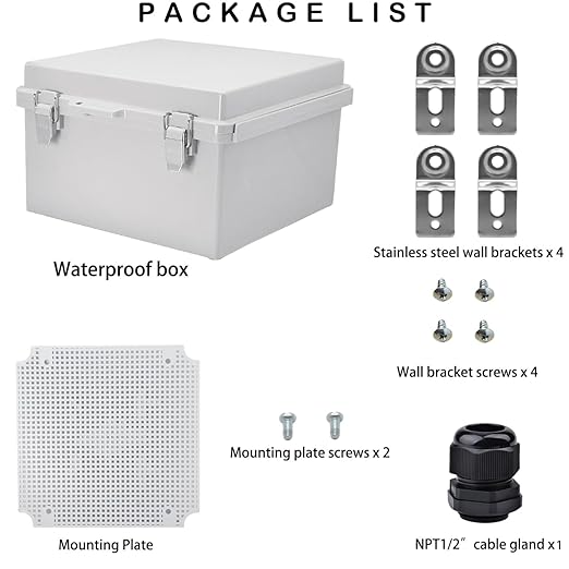 Waterproof Electrical Box, IP67 Junction Box Stainless Steel Latch Hinged Grey - Image 5