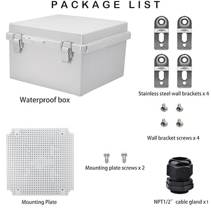 Waterproof Electrical Box, IP67 Junction Box Stainless Steel Latch Hinged Grey - Image 5