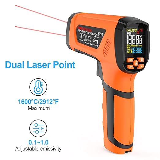 MESTEK Infrared Thermometer Temperature Gun -40℉~2912℉, High Temp Thermometer - Image 9