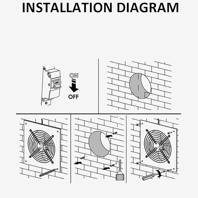 6'' Wall Mounted Exhaust Fan, 460CFM Metal Iron Ventilation Extractor, Silence - Image 8