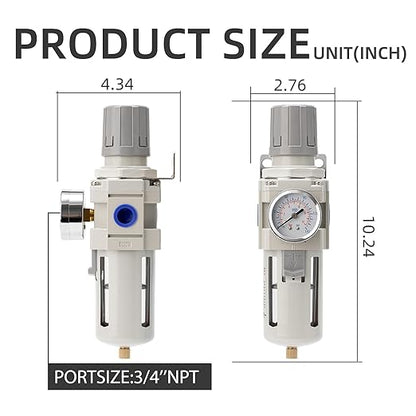 Air Compressor Water Separator Filter 3/4" NPT 0-150 PSI, Compressed Filter - Image 3