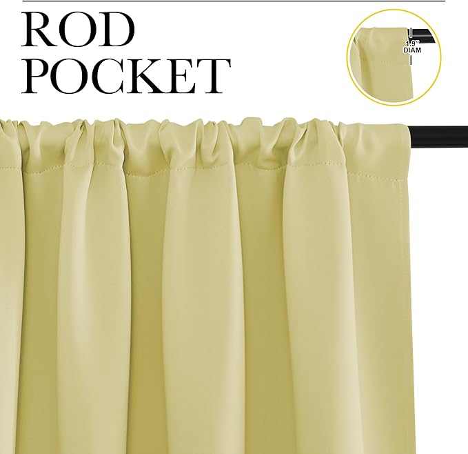 NICETOWN Blackout Curtains for Living Curtains, Paler Yellow, 2 Panels - Image 2
