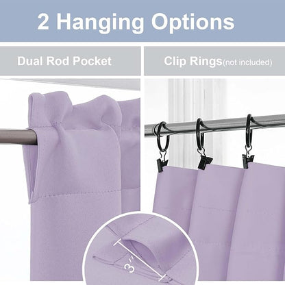 Chyhomenyc Short Curtains 24 Inch Length, Small Light Purple Curtain Rod Pocket - Image 5