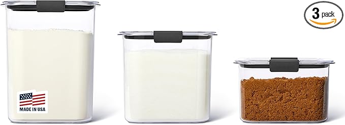 Rubbermaid Brilliance Plastic Food Storage Pantry Baking Set, 3 Containers by Rubbermaid