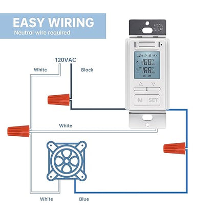 Humidity Sensor Switch, Ortis in-Wall Bathroom Fan Automated Control Switch - Image 6