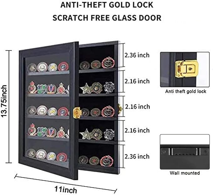 Jinchuan Military Challenge Coin Display Case Lockable Cabinet Rack Holder - Image 2