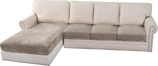 H.VERSAILTEX Velvet Stretch Sectional Couch Covers 4 Pieces Sofa Seat Cushion by HVERSAILTEX