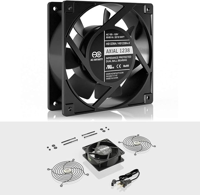 AC Infinity AXIAL 1238, Muffin Fan, 115V 120V AC 120mm x 38mm High Speed - Image 2