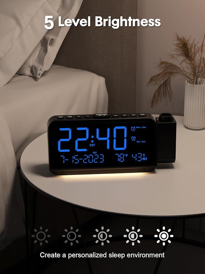 ROCAM Projection Alarm Clock for Bedroom Ceiling, Digital Clock - Image 6