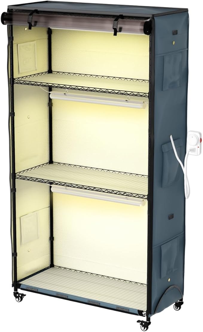 Indoor Orchid Greenhouse with Grow Lights, 4-Tier Plant Stand with 3 Full by MOLLYAIR