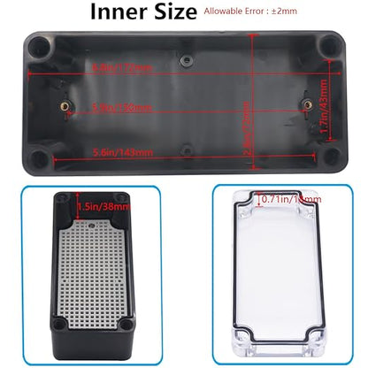 Junction Box, IP67 Waterproof ABS Black Project Box Clear Cover - Image 4