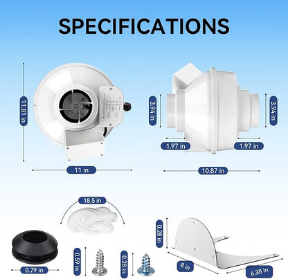 Dryer Booster Fan with Auto On/Off Pressure Sensor-4” DBF 110 Inline Dryer Vent - Image 2