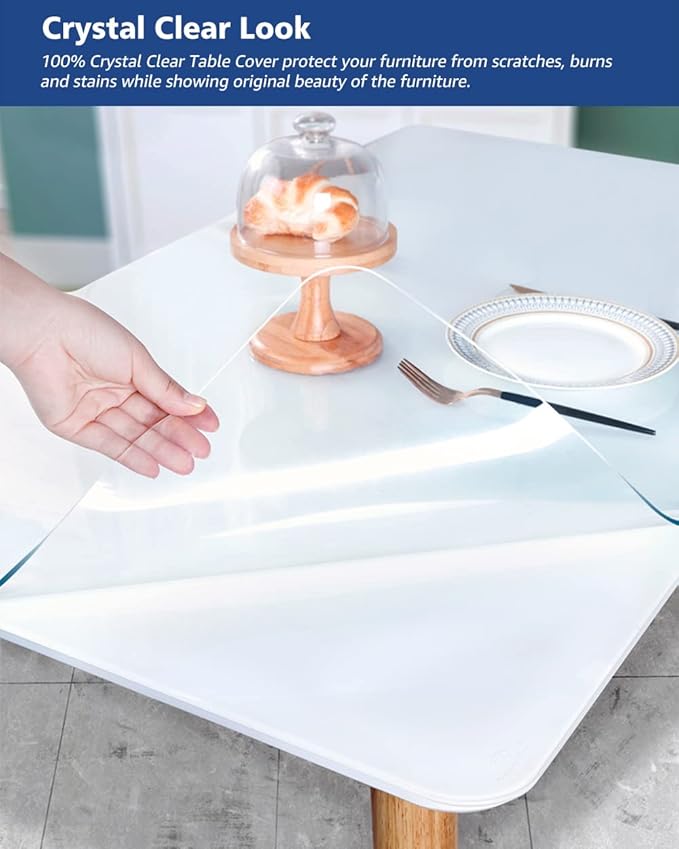 54X84 Inch Plastic Vinyl Tablecloths Protector Rectangle Clear Desk Mats Pad - Image 5