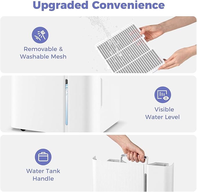 COSTWAY 74 Pints Dehumidifier for Basement, 6000 Sq.Ft Dehumidifier - Image 5