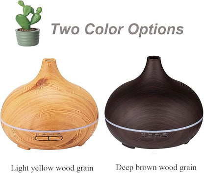 Wood Grain Aroma Diffuser 300 ml Light Yellow, Essential Oils, Ultrasonic Cool - Image 2