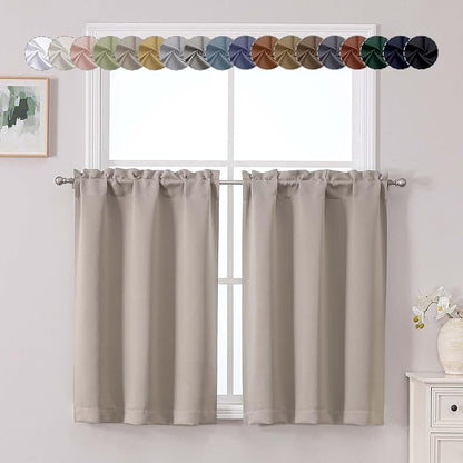 Chyhomenyc Stone Short Blackout Curtains 36 Inch Length, Small Kitchen Curtain by Chyhomenyc