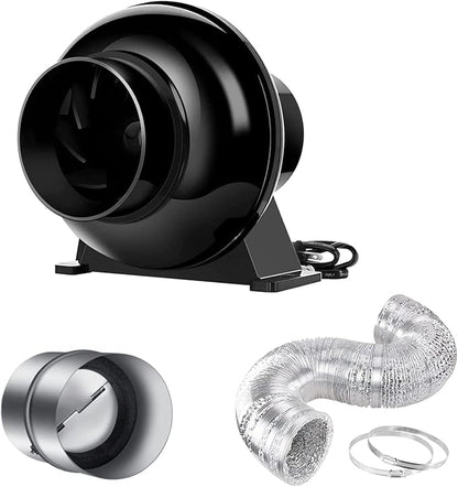 iPower 4 Inch 195 CFM Inline Duct Ventilation Exhaust Fan, 8 Feet Ducting and by iPower