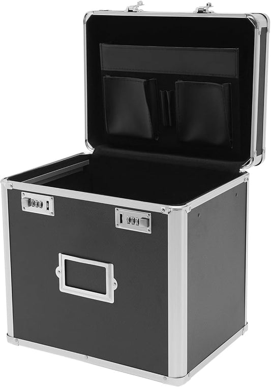 Aluminum Alloy File Organizer Box, 13.8x10x13.4in Portable File Box by NIENIEE