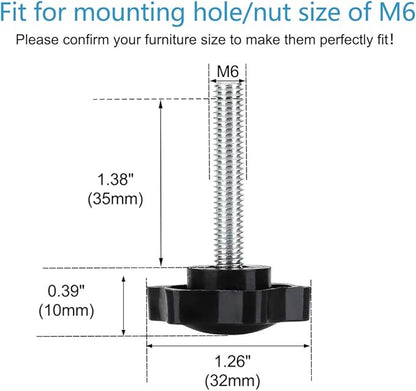 uxcell M6 x 35 x 32mm Hand Screw Leveling Feet Adjustable Leveler Floor - Image 2