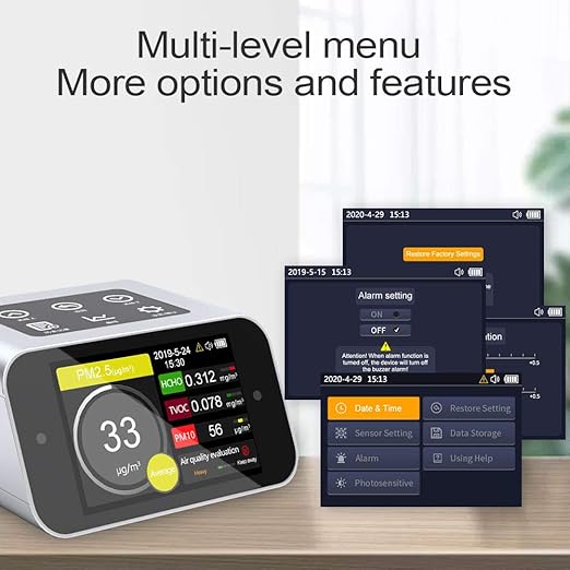 A16 Air Quality Monitor Indoor PM1.0 PM2.5 PM10 Dust Meter TVOC HCHO Pollution - Image 8