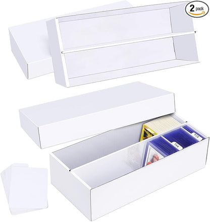 Trading Card Storage Box 2 Pack–1600 Count Cardboard Organizer by Leyzan
