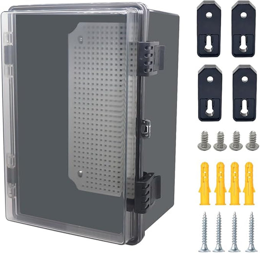 Junction Box, Hinged Black Clear Cover IP67 Waterproof ABS Project Box by Otdorpatio