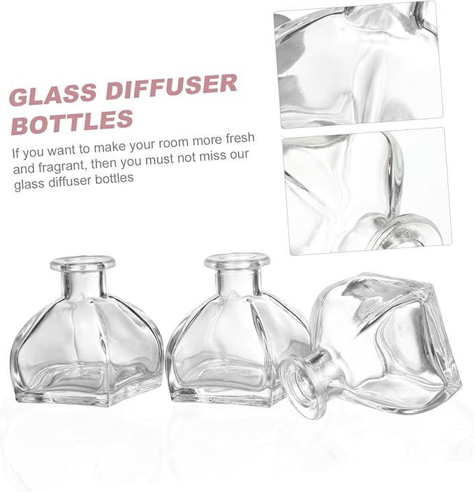 Veemoon Essential Oil Diffuser Bottles Set of 3 Fragrance Release Glass Jars - Image 7