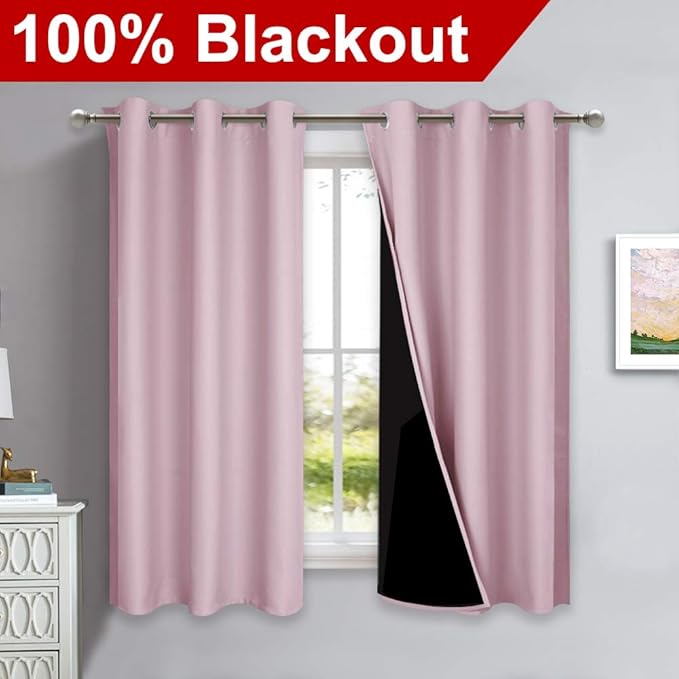 NICETOWN 100% Blackout Room Warming Lined Curtains, Totally Darkness Drapes - Image 2
