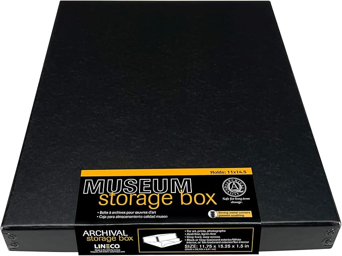 Lineco Museum Archival Storage Box, 11.75x15.25x1.5 in. Drop Front Design. by Lineco
