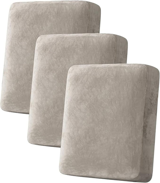 H.VERSAILTEX Velvet Stretch Couch Cushion Cover Plush Cushion Slipcover by HVERSAILTEX
