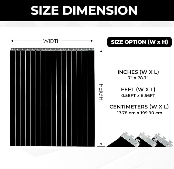 0.6x6.6' Black PVC Curtains Strips Kit - Image 4
