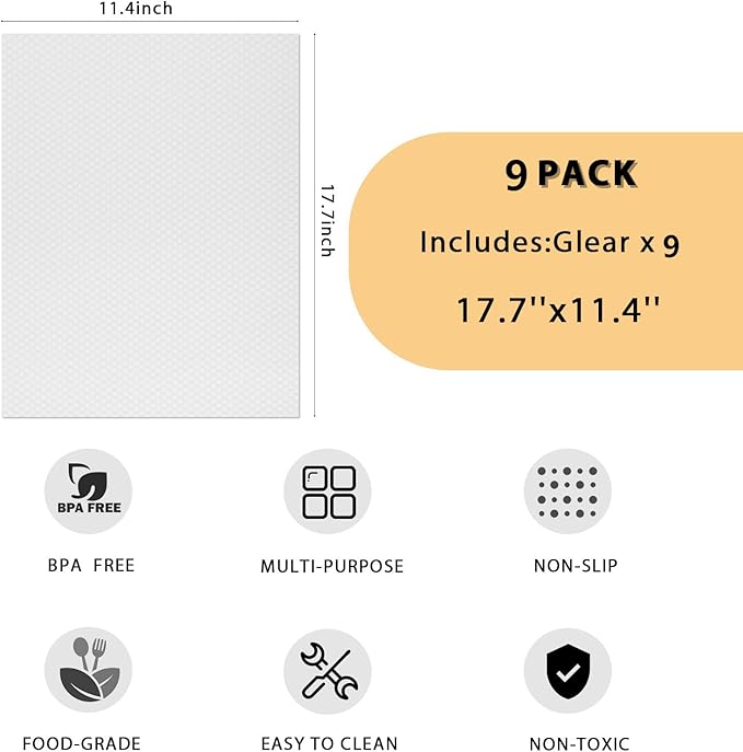 9 Pack Washable Waterproof Fridge Liners and Drawer Mats, Refrigerator Shelving - Image 2
