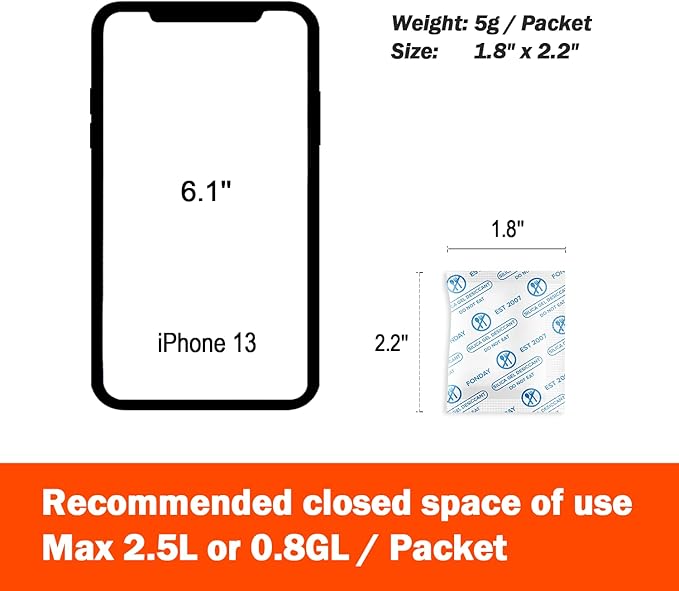 5g x 40 Packs Fonday Food Grade Silica Gel Desiccants Packs Moisture Absorbers - Image 5